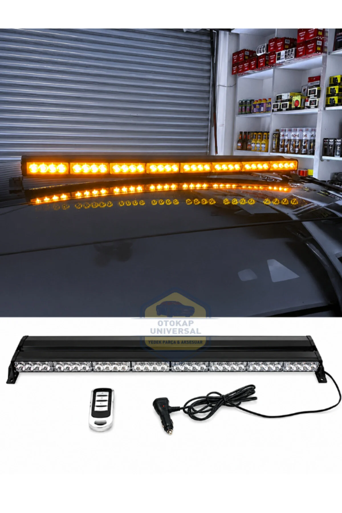 90 Cm Off Road Led Bar Uzaktan Kumandalı Çakar Sarı Sarı 12V 30V Led Tepe Lambası İkaz Lambası Kamyon Tır Traktör Çekici İş Makinesi - 1