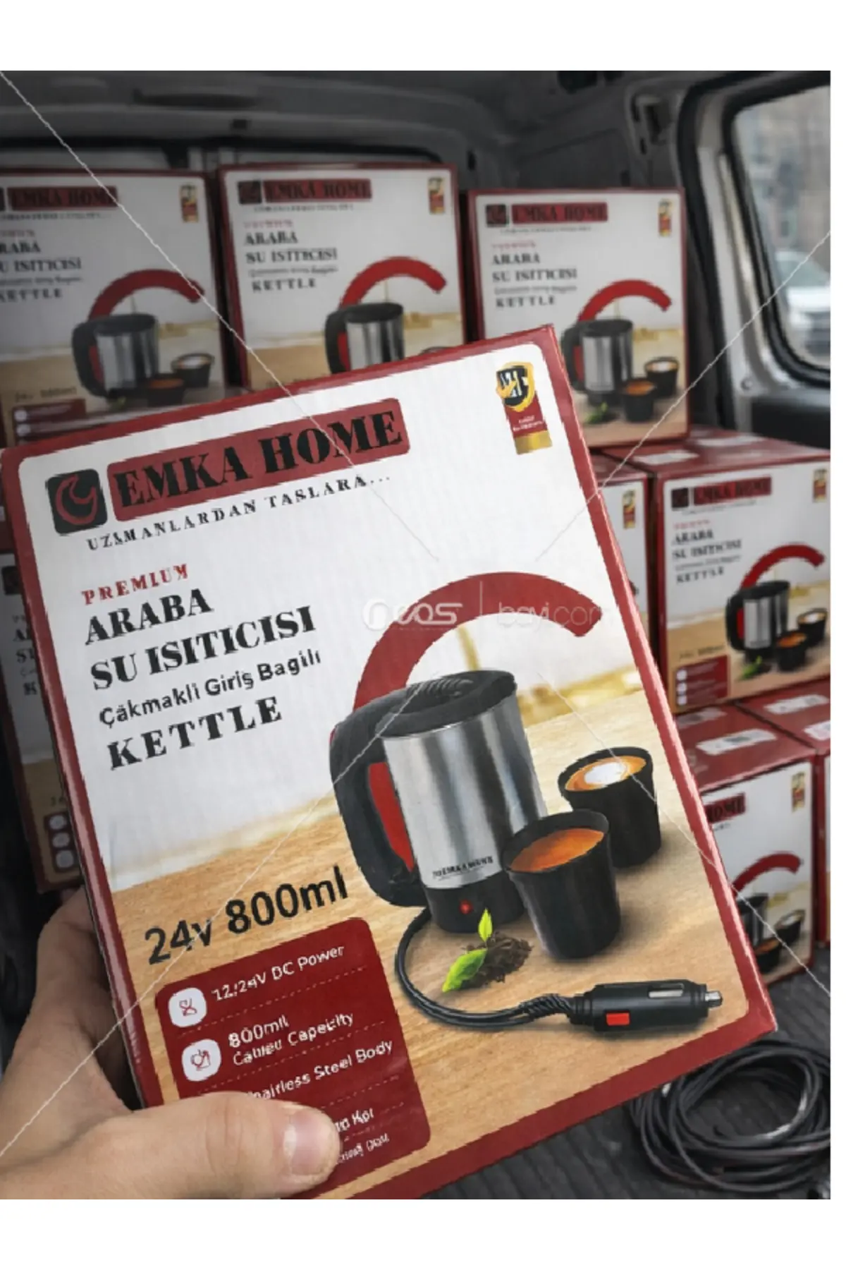 EmKa Home Araba su ısıtıcı -ÇAY KAHVE SU ISITICI KETTLE 24V 800 ML çakmaklık - 1
