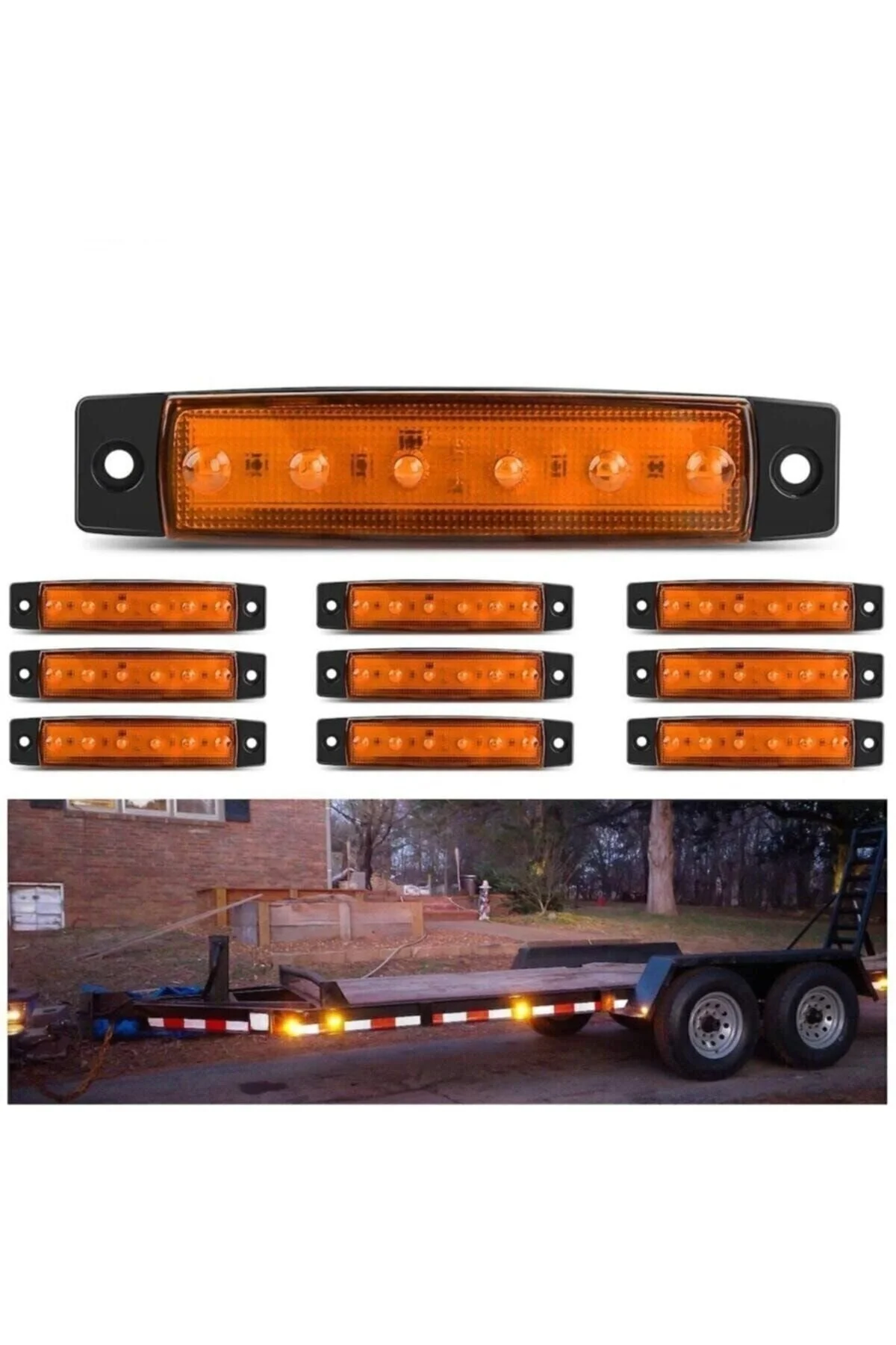 Emr Dorse Parmak Lamba 12 -24 Volt 6 Ledli (SARI RENK)10 Adet Parmak Led Dorse Kamyon Led Lamba - 1